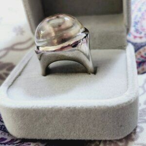 Tiffany & Co Elsa Peretti Large 19.5 mm Domed Rock Crystal Ring Sz 6 , Very Rare